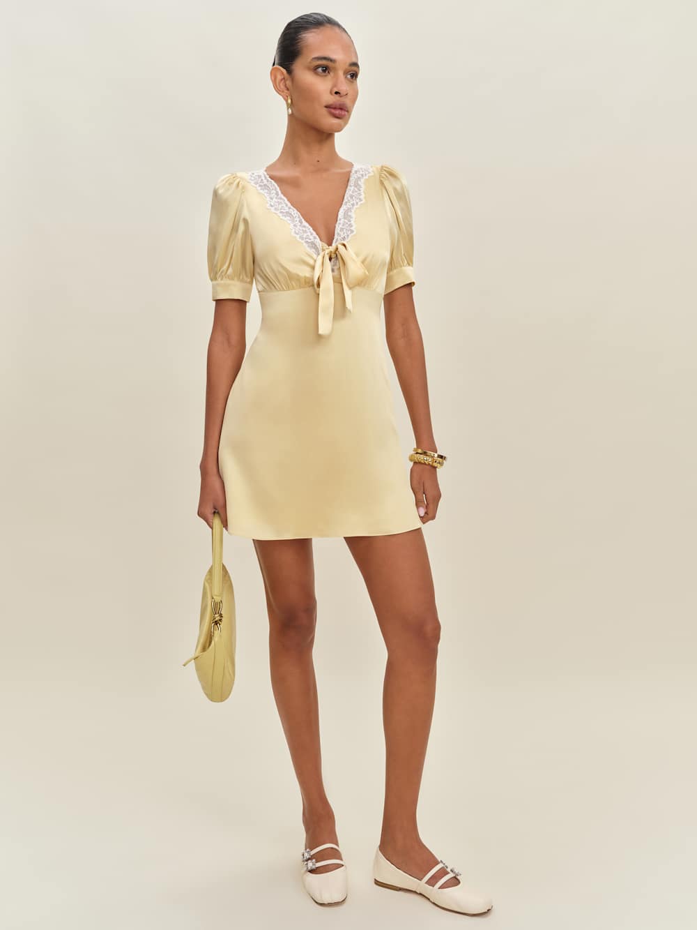 Reformation Avin Silk Dress - Blonde