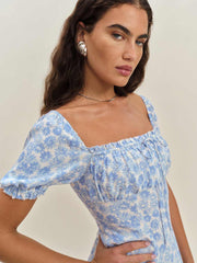 Reformation Haisley Dress - Blue Daisy