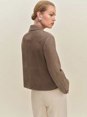 Reformation Veda Nell Suede Jacket - Mushroom