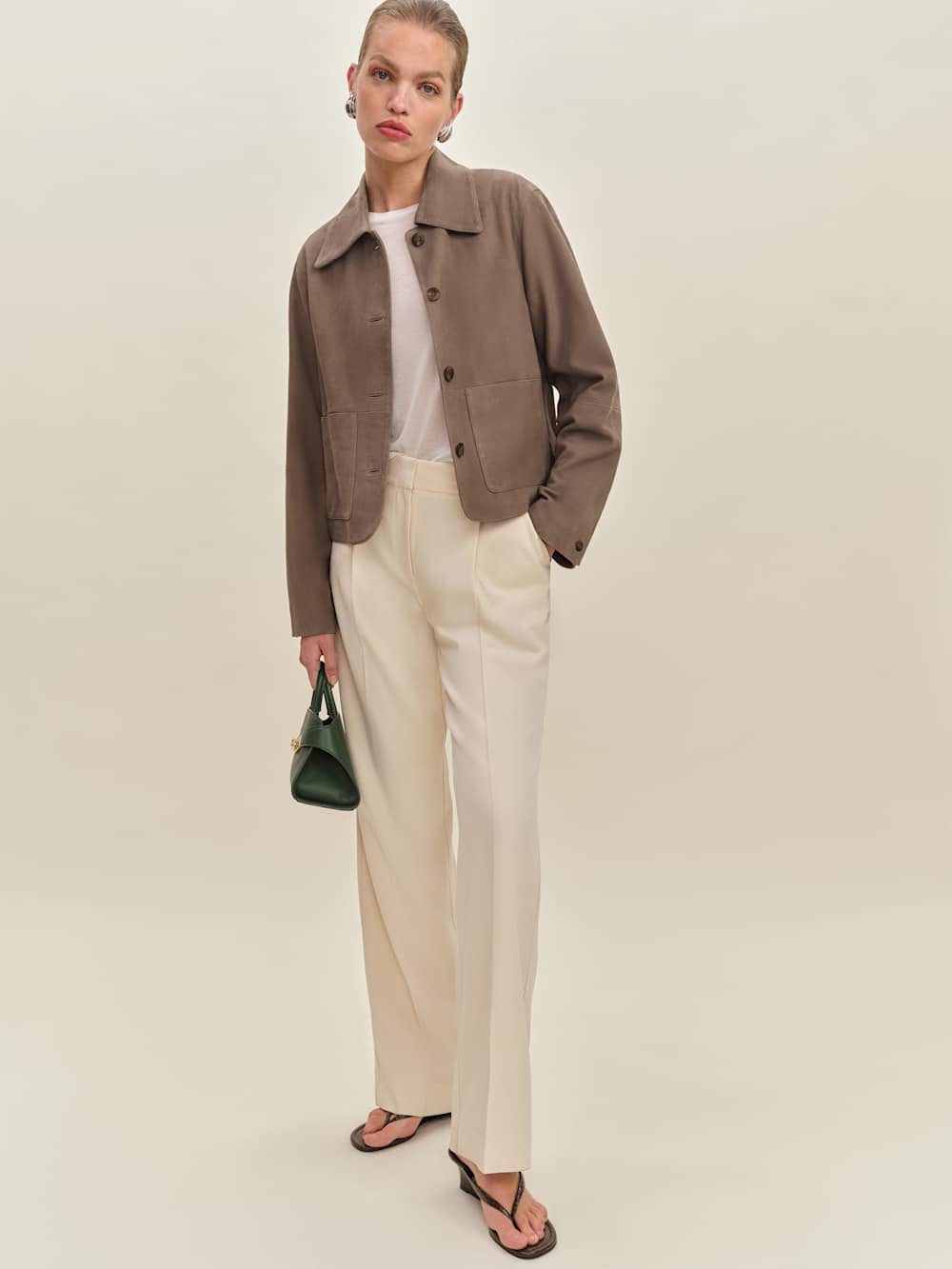 Reformation Veda Nell Suede Jacket - Mushroom