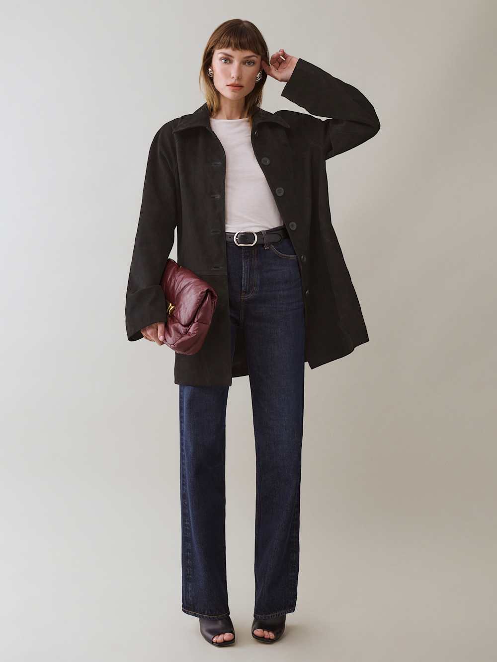 Reformation Veda Celine Jacket - Black Suede