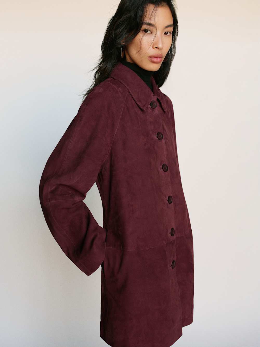 Reformation Veda Celine Jacket - Wine Suede