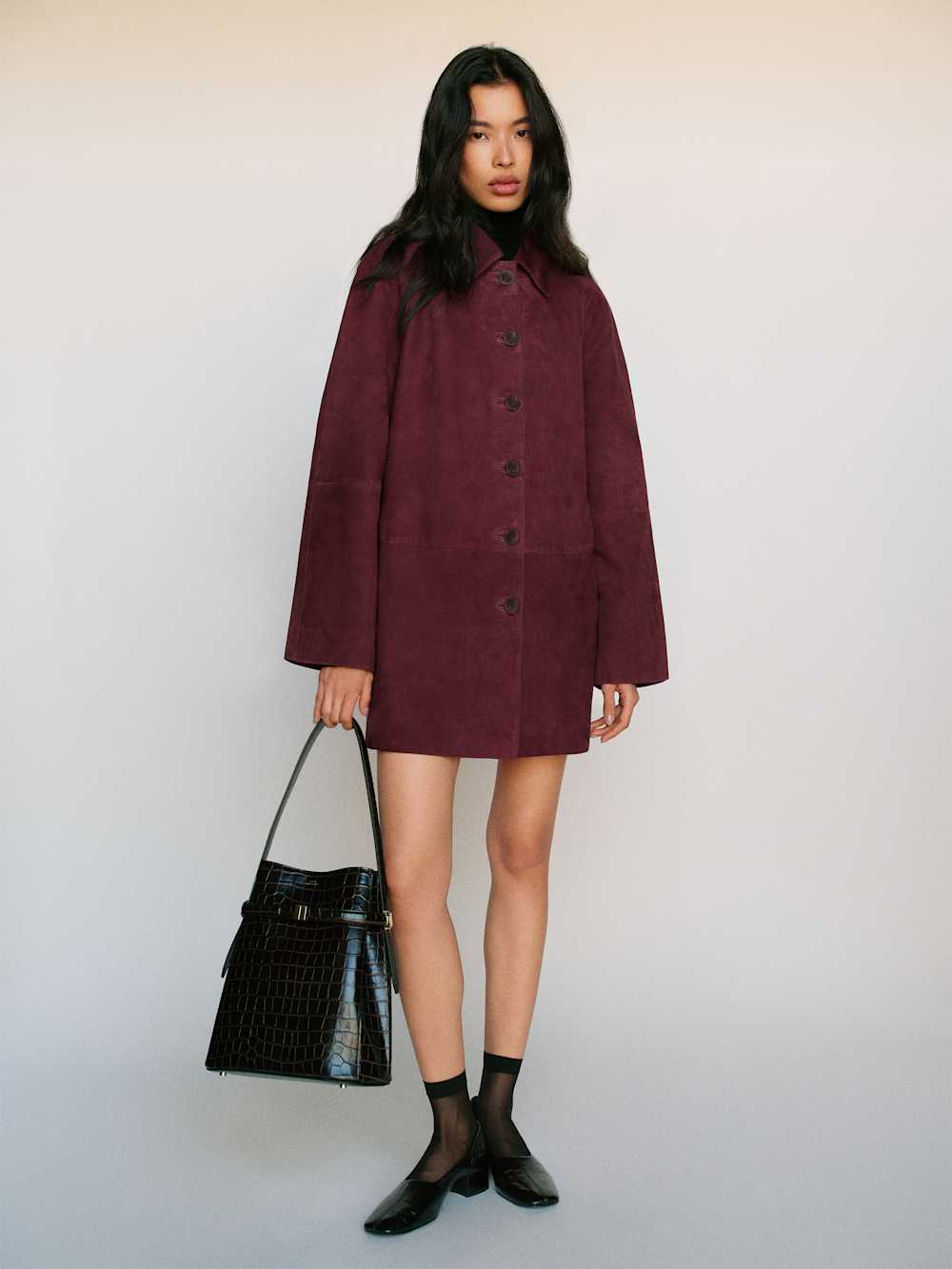 Reformation Veda Celine Jacket - Wine Suede