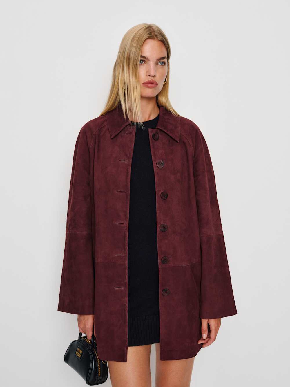 Reformation Veda Celine Jacket - Wine Suede