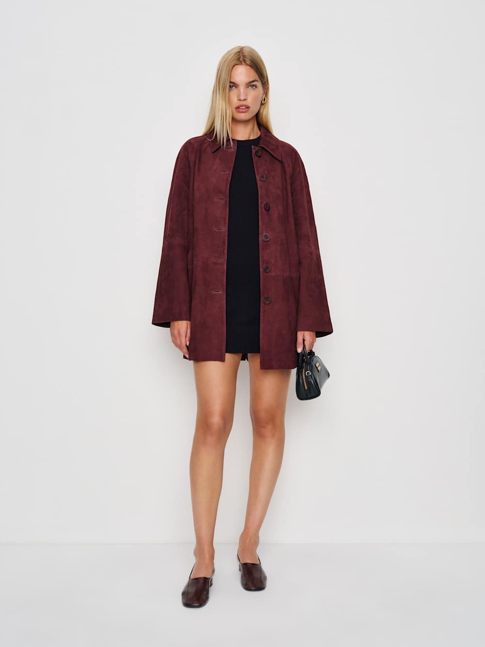 Reformation Veda Celine Jacket - Wine Suede