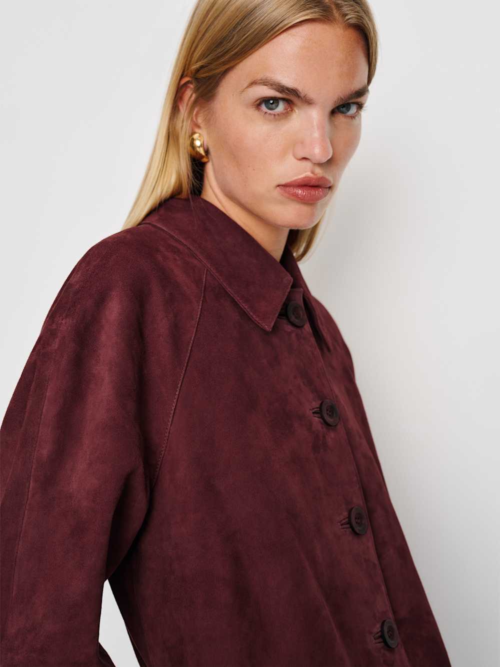 Reformation Veda Celine Jacket - Wine Suede