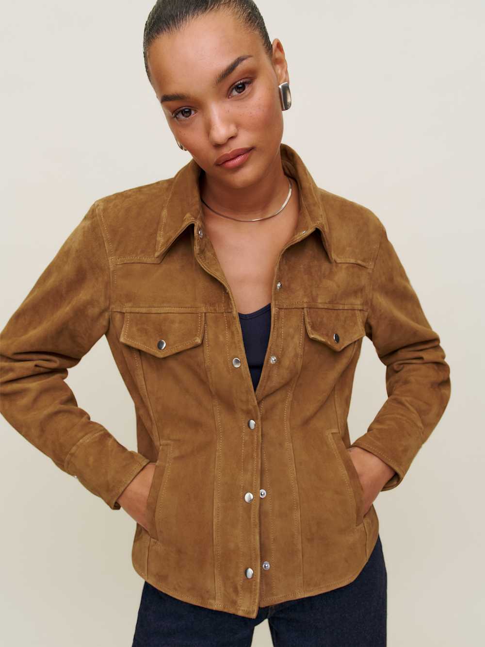 Reformation Veda Skylar Suede Shirt Jacket - Topanga Canyon