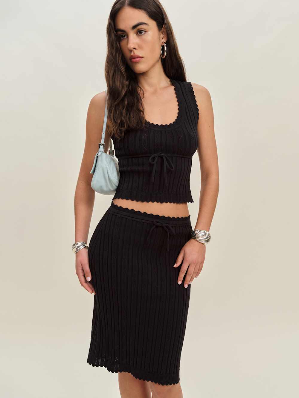 Reformation Erin Cotton Sweater Set - Black