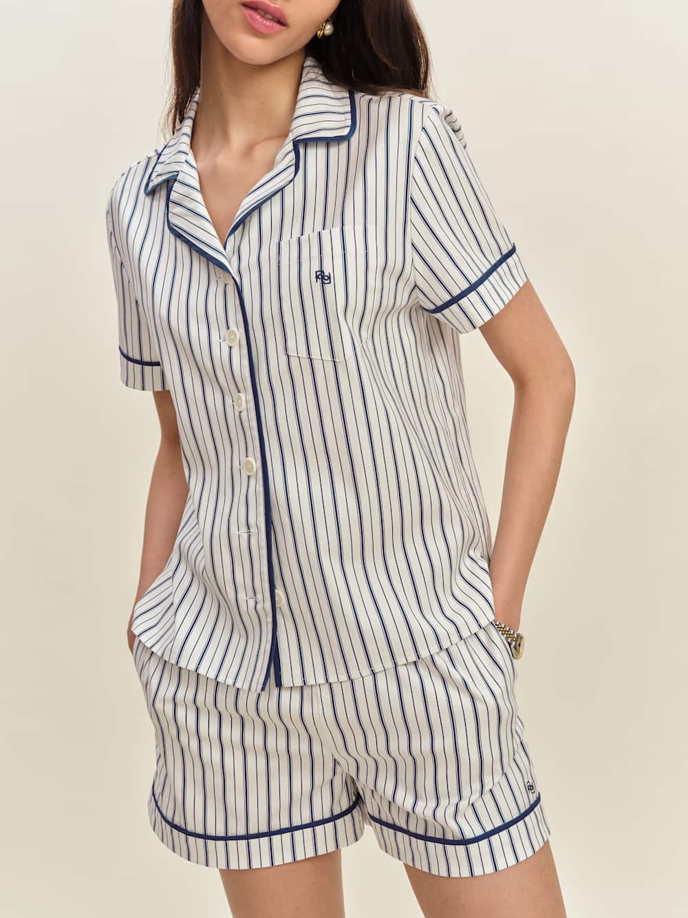 Reformation Blair Pajama Set - Summer Day Stripe