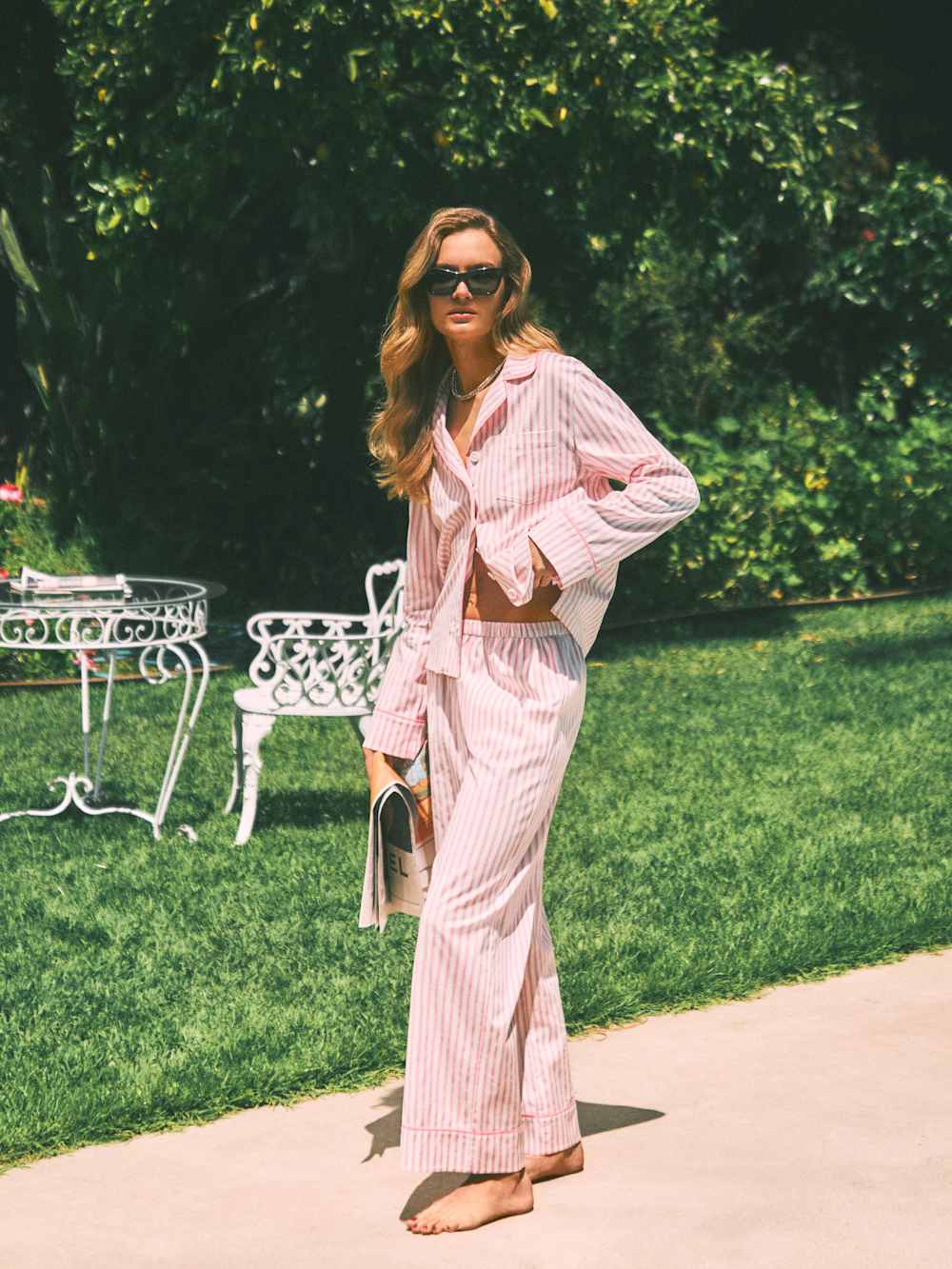 Reformation Coco Pajama Set - Hummingbird Stripe