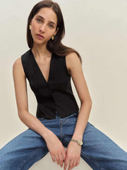Reformation Anita Linen Vest - Black