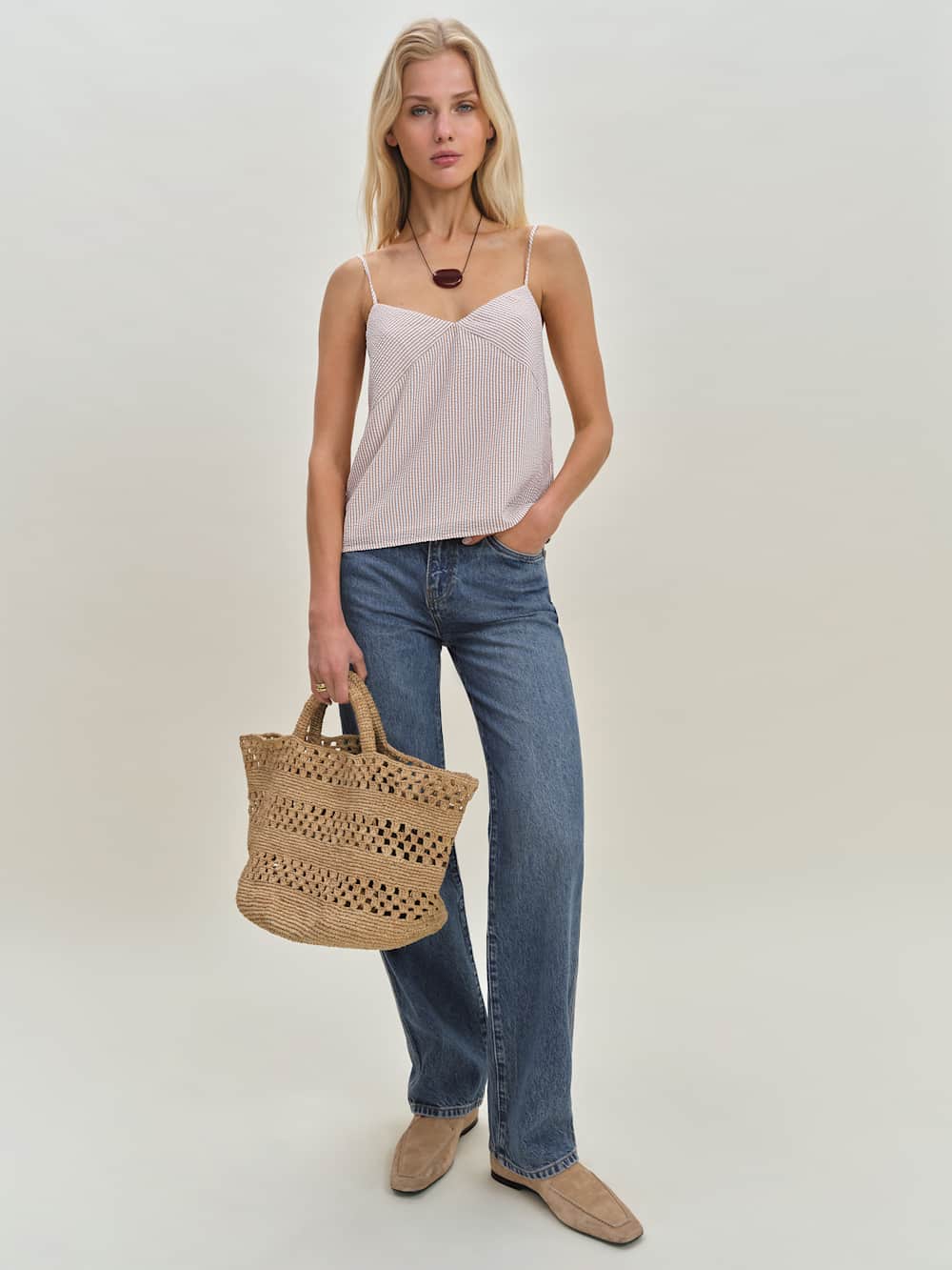 Reformation Emina Top - Sand Stripe