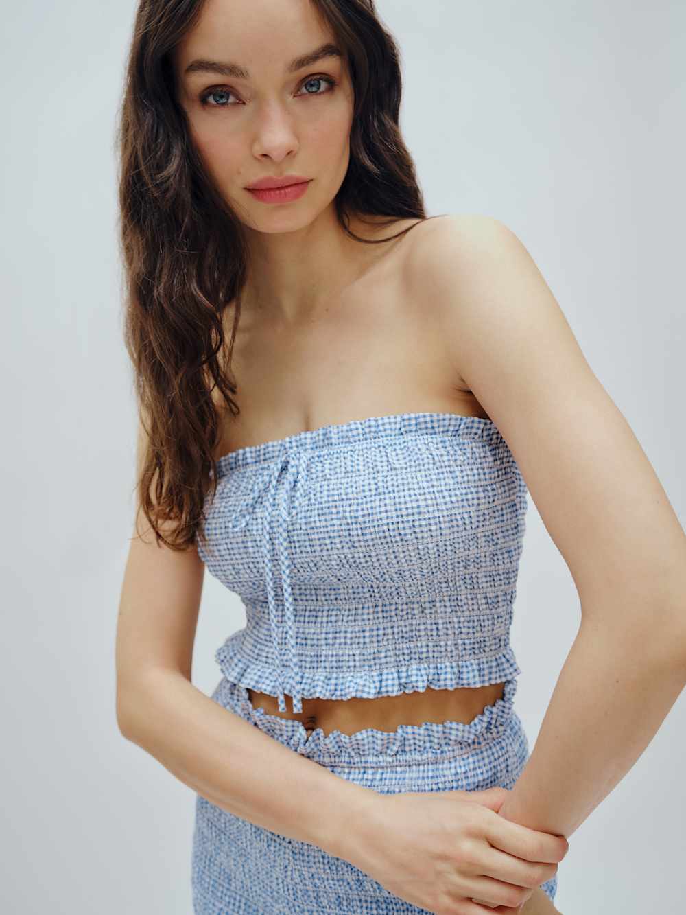 Reformation Nesta Top - Blue Check