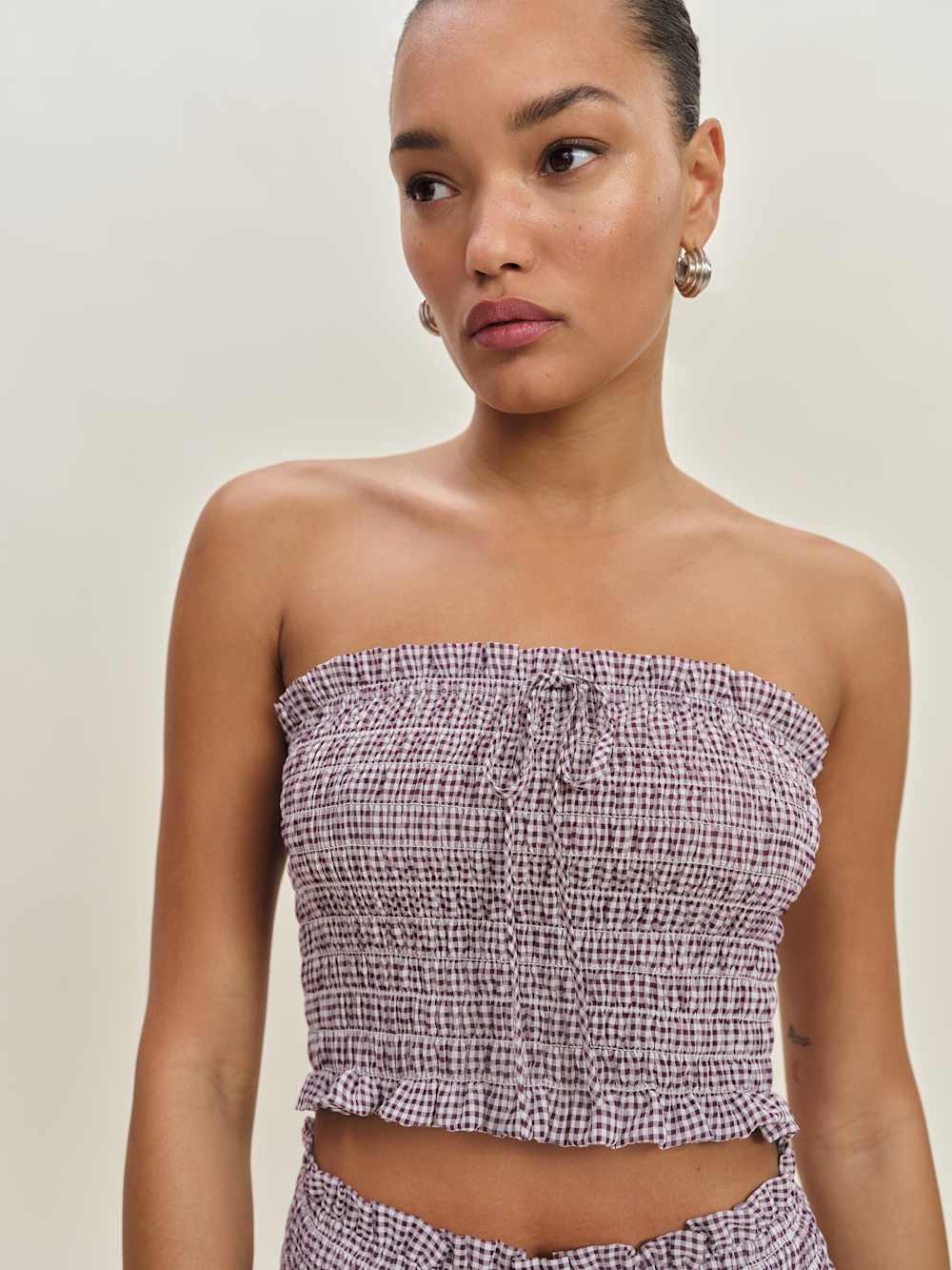 Reformation Nesta Top - Lavender Check