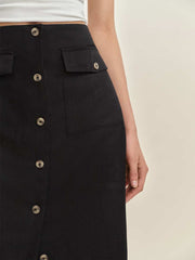Reformation Britt Linen Skirt - Black