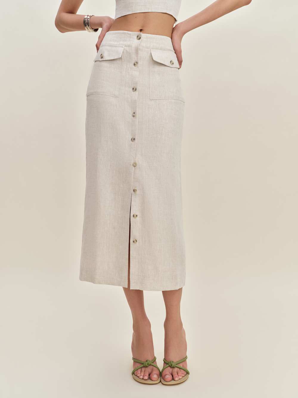 Reformation Britt Linen Skirt - Oatmeal