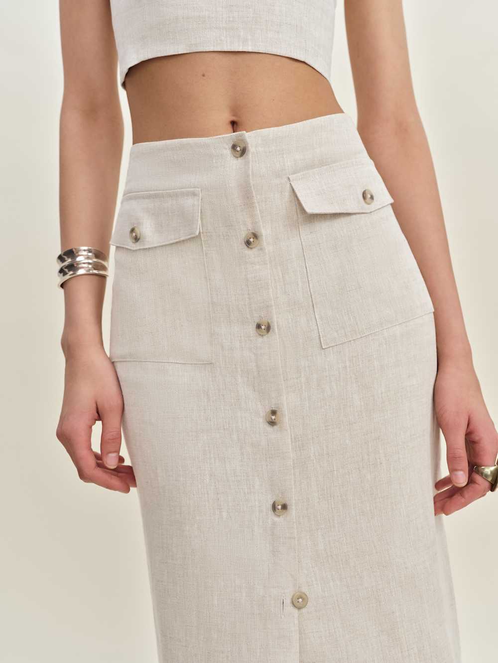 Reformation Britt Linen Skirt - Oatmeal