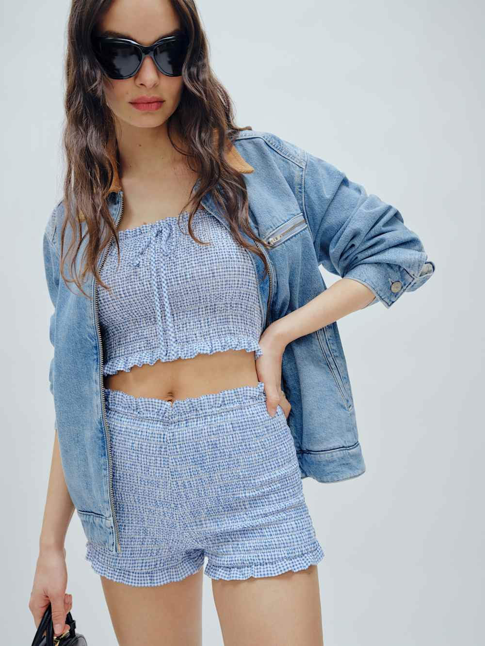 Reformation Abbie Short - Blue Check