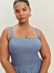 Reformation Everett Linen Dress Es - Cornflower