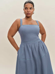 Reformation Everett Linen Dress Es - Cornflower