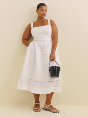Reformation Everett Linen Dress Es - White