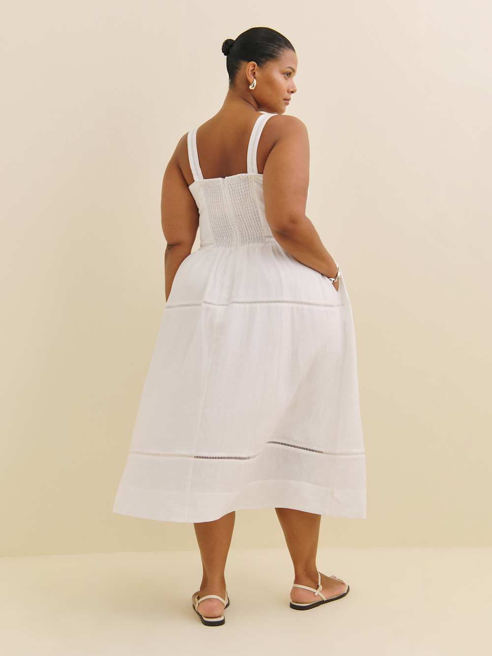 Reformation Everett Linen Dress Es - White
