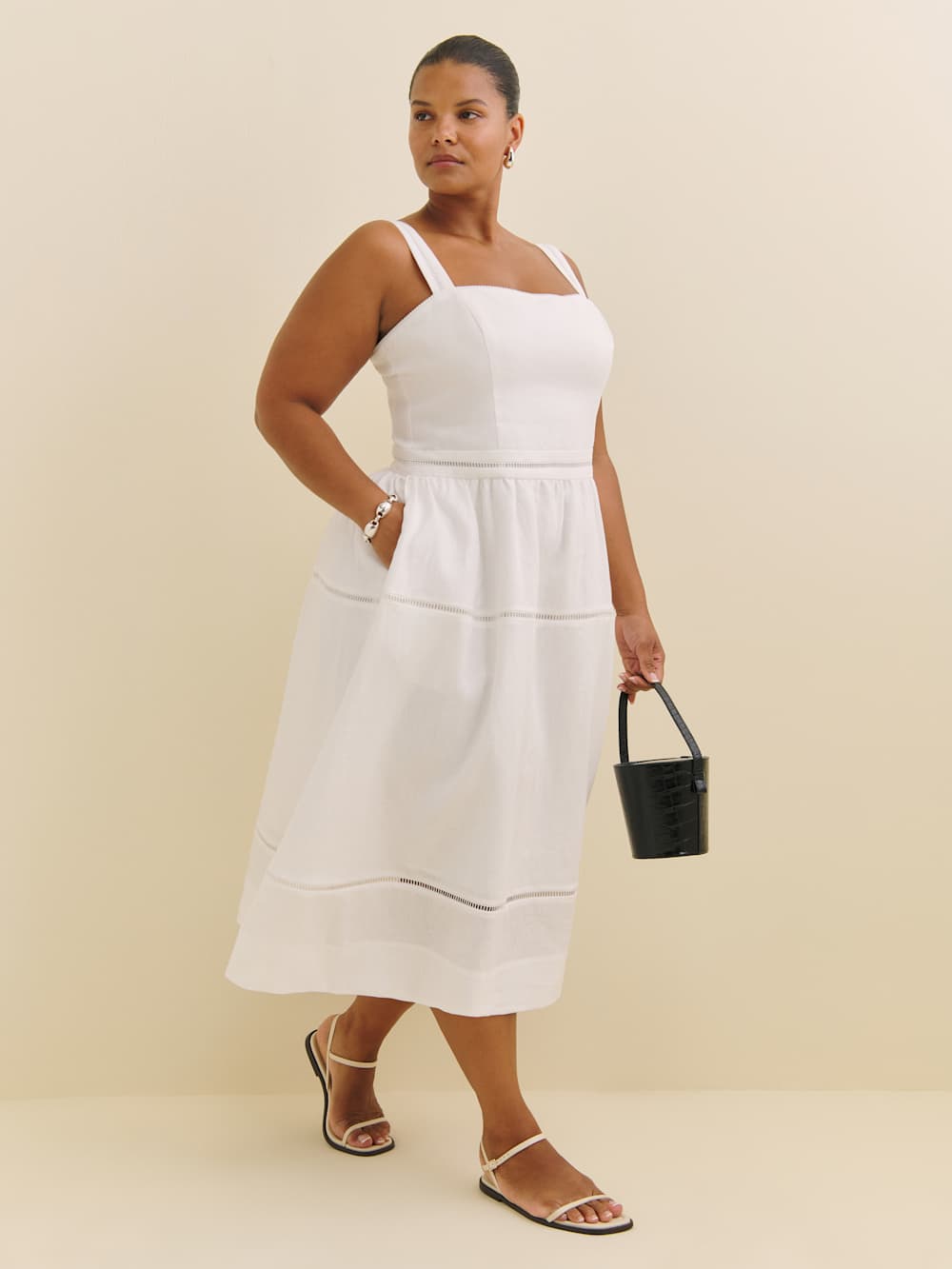 Reformation Everett Linen Dress Es - White