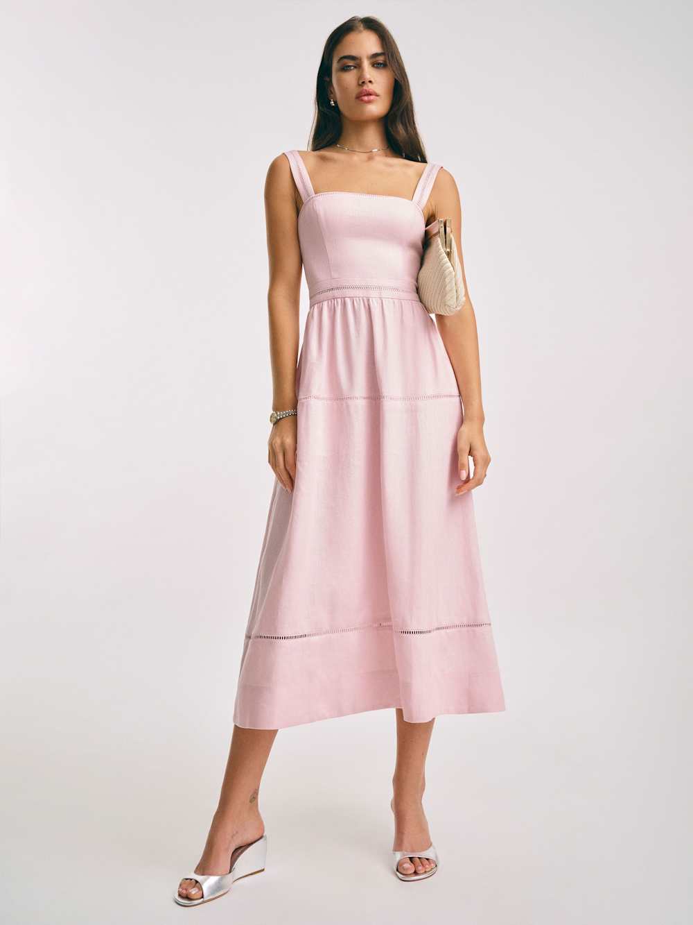Reformation Petites Everett Linen Dress - Cherry Blossom