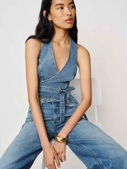 Reformation Gaia Denim Halter Top - Ohrid