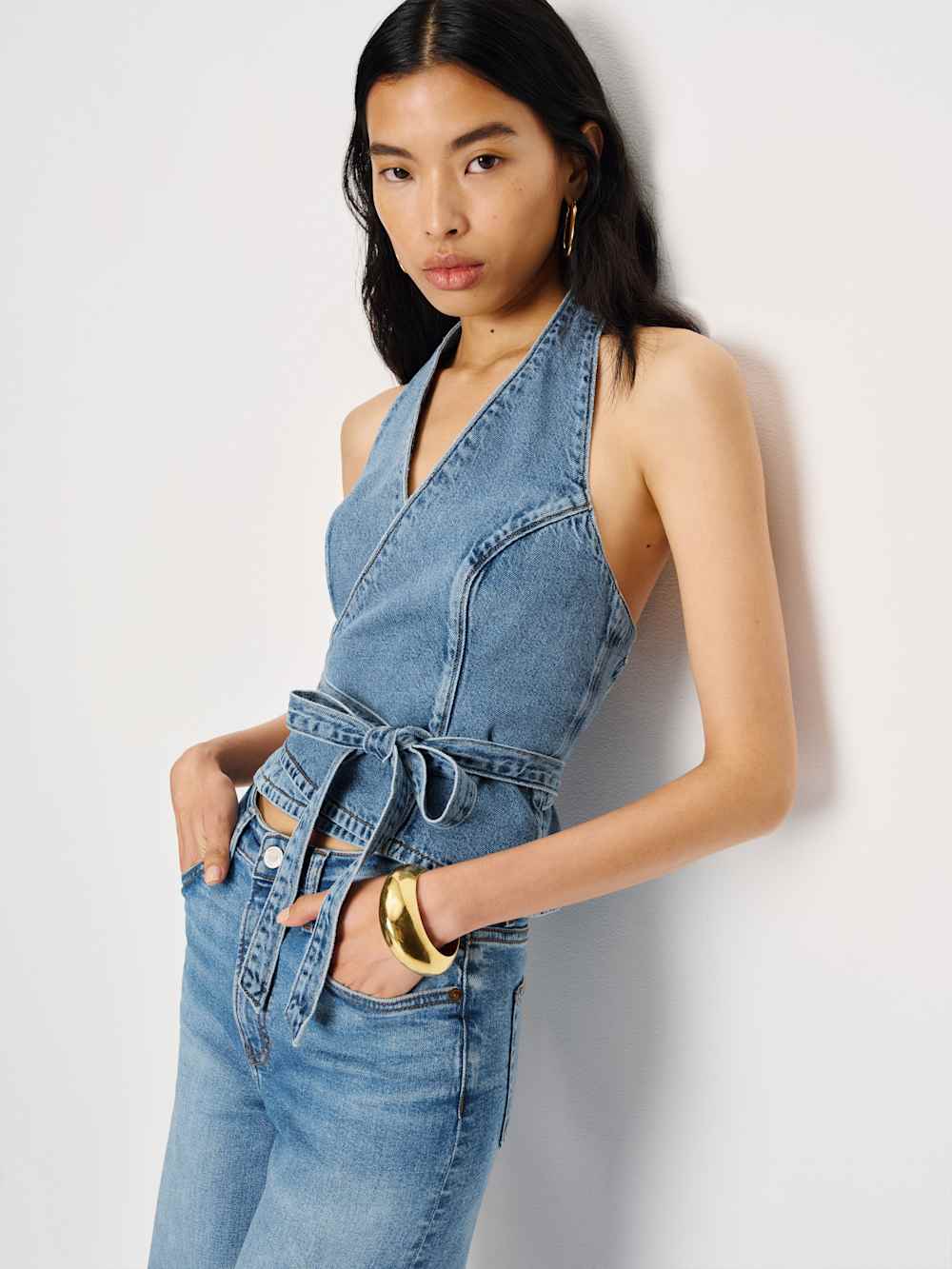 Reformation Gaia Denim Halter Top - Ohrid