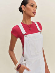 Reformation Fawn Denim Skirtall - Optic White