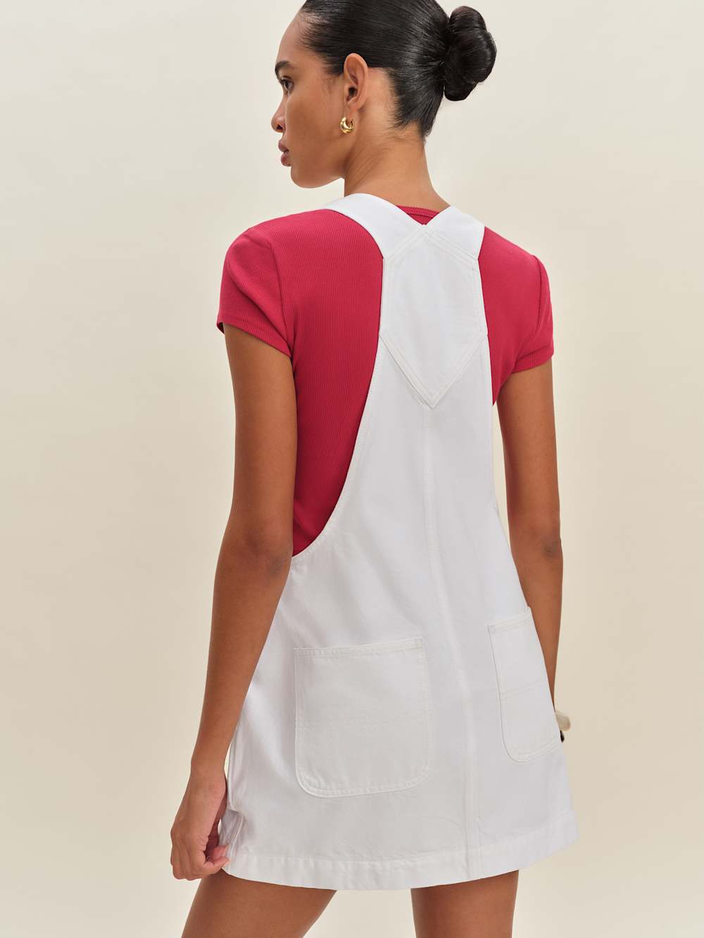 Reformation Fawn Denim Skirtall - Optic White