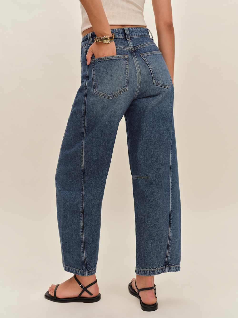 Reformation Tyler Mid Rise Barrel Jeans - Mountain