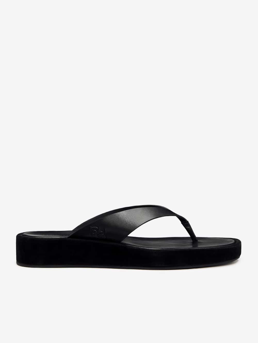 Reformation Eden Platform Thong - Black Suede Leather