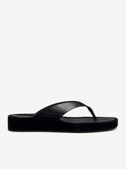 Reformation Eden Platform Thong - Black Suede Leather