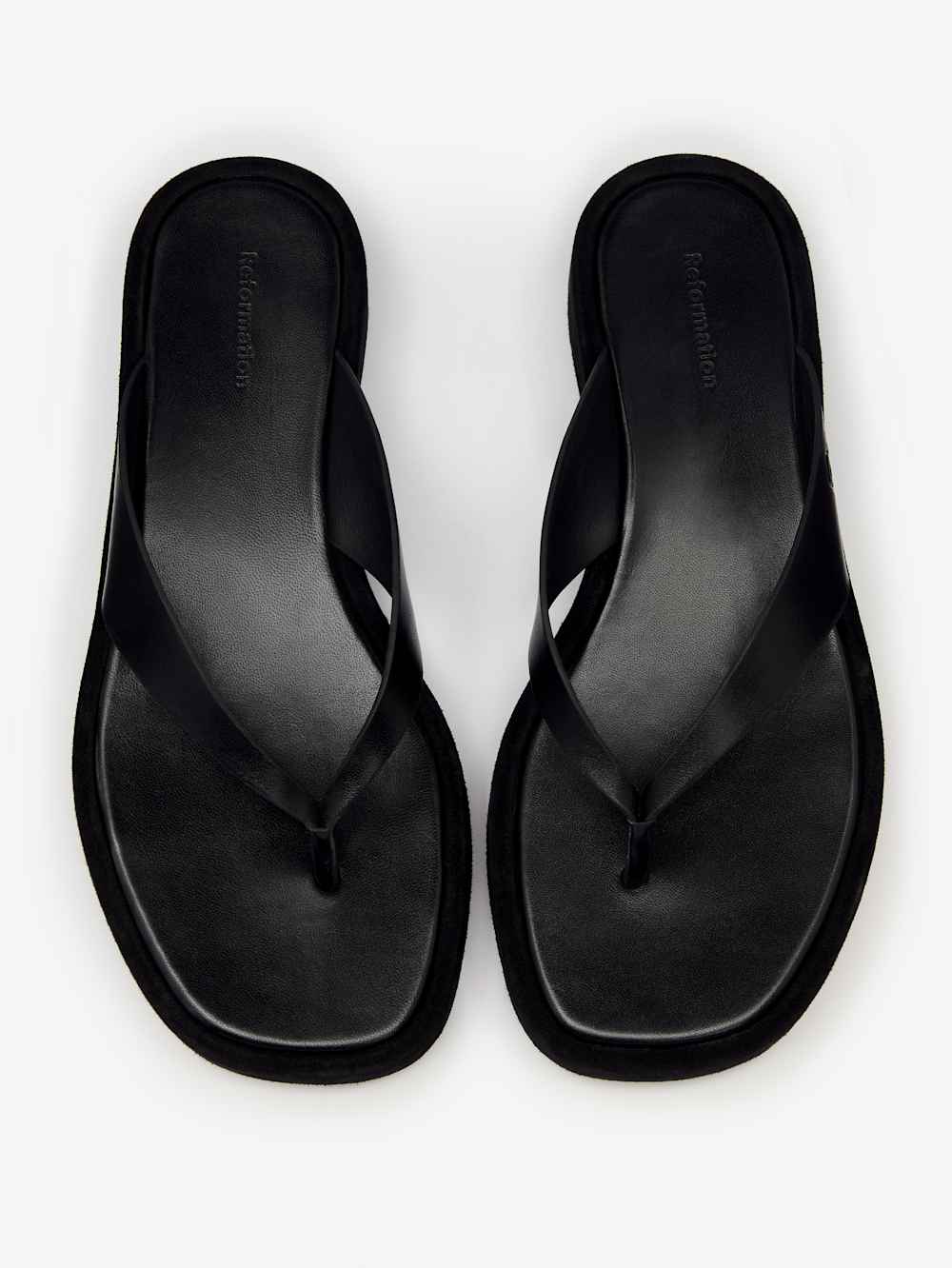 Reformation Eden Platform Thong - Black Suede Leather