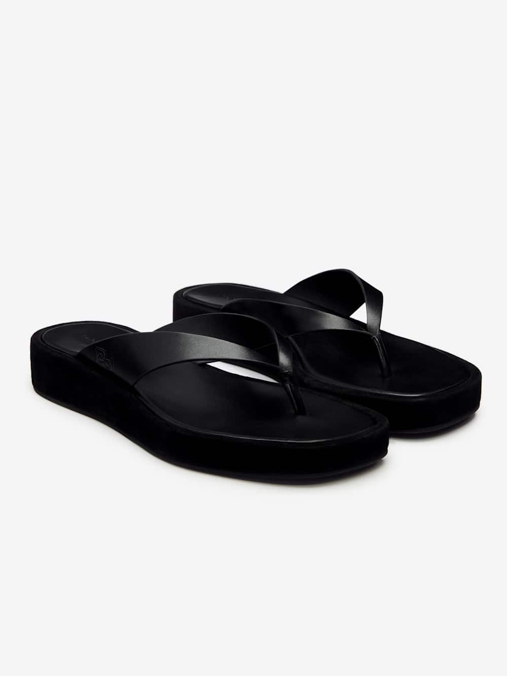 Reformation Eden Platform Thong - Black Suede Leather