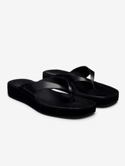 Reformation Eden Platform Thong - Black Suede Leather