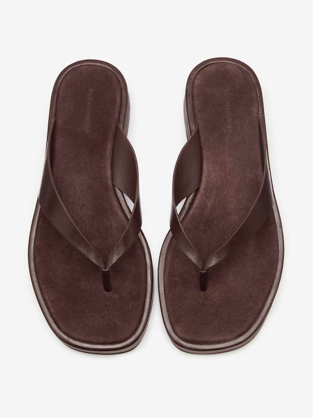 Reformation Eden Platform Thong - Espresso Leather Suede