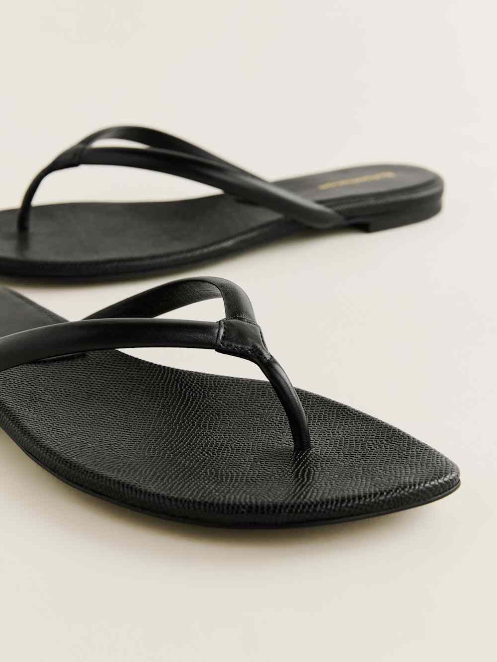 Reformation Onyx Thong Sandal - Black Snake