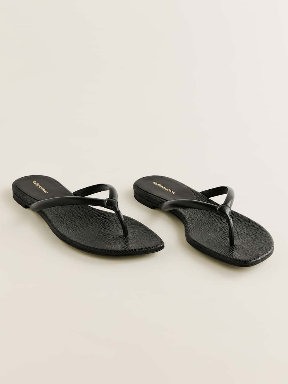 Reformation Onyx Thong Sandal - Black Snake