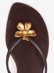 Reformation Onyx Thong Sandal - Espresso Suede Flower