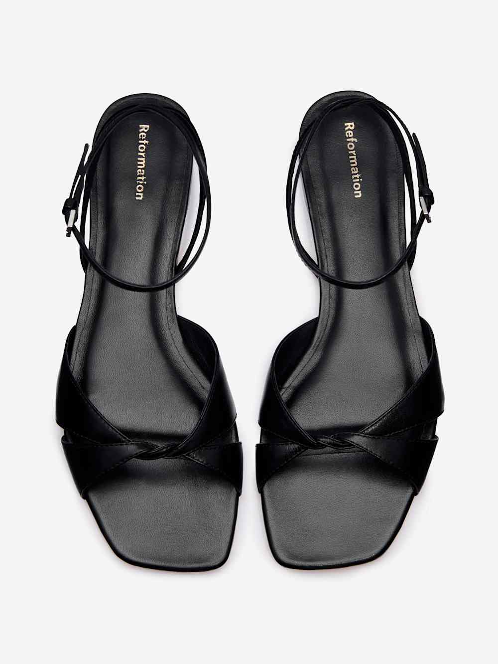 Reformation Marigold Flat Sandal - Black Leather