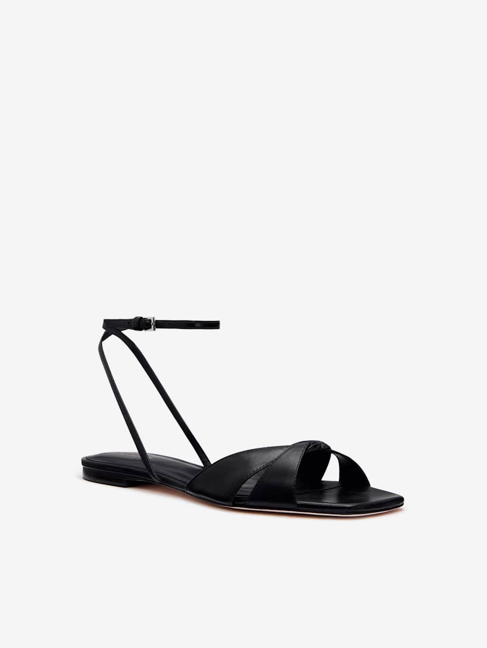 Reformation Marigold Flat Sandal - Black Leather