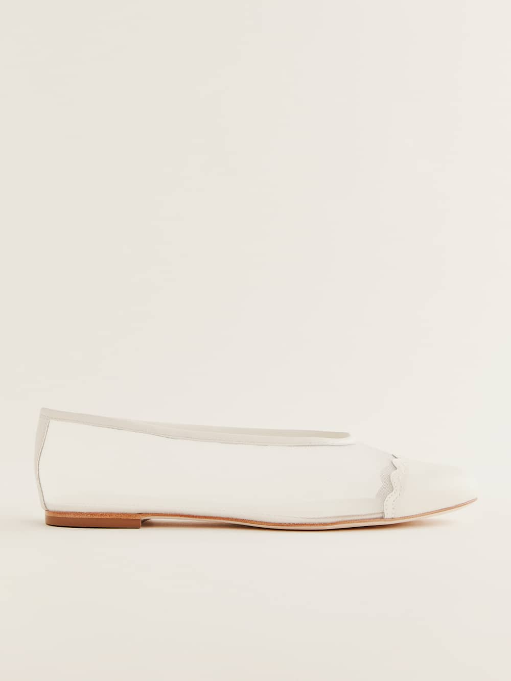 Reformation Tamara Cap Toe Flat - White Mesh