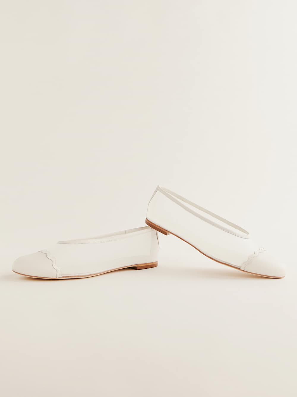 Reformation Tamara Cap Toe Flat - White Mesh