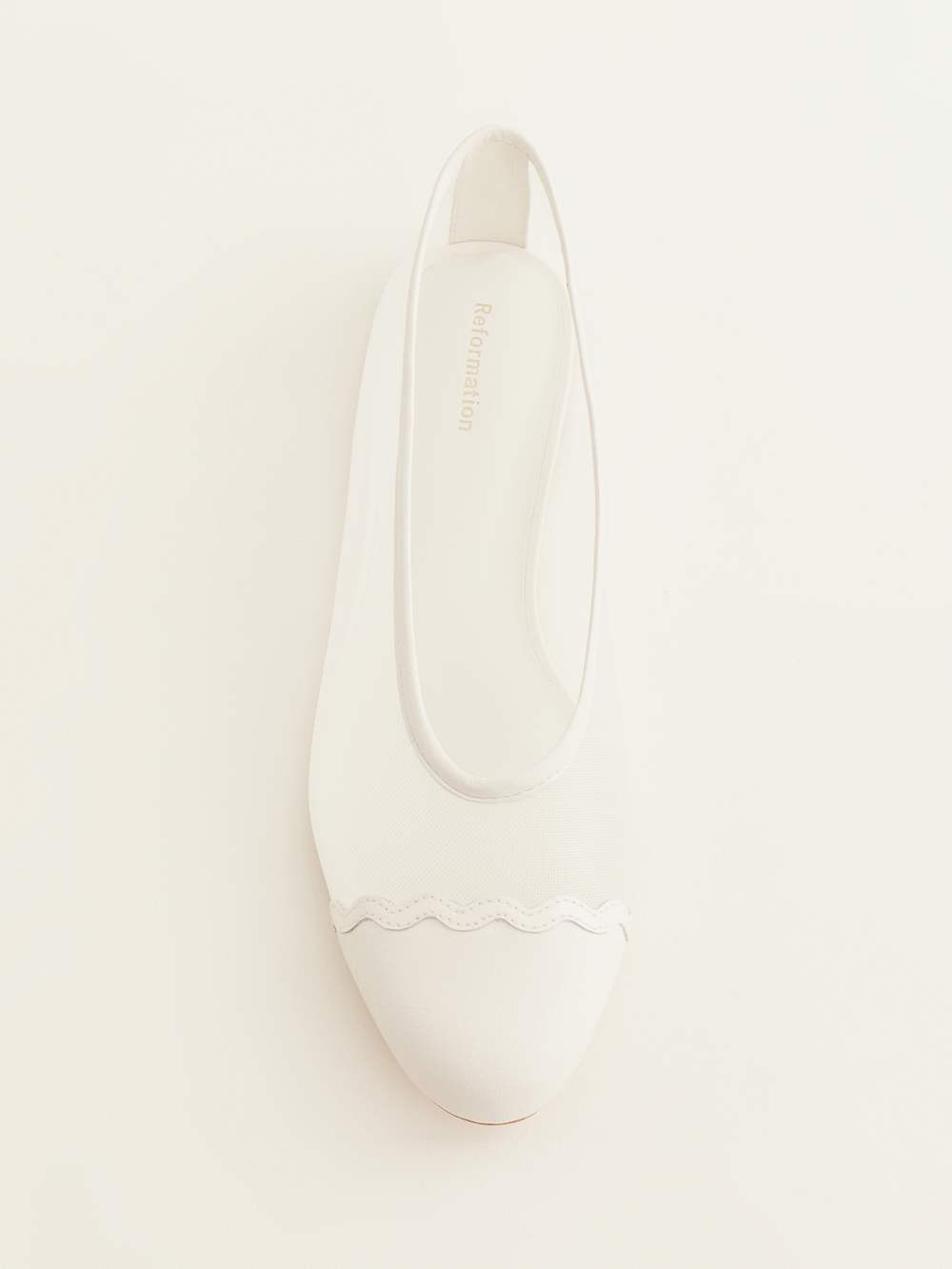Reformation Tamara Cap Toe Flat - White Mesh