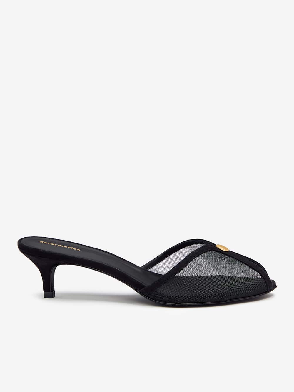 Reformation Wisdom Peep Toe Mule - Black Mesh