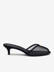 Reformation Wisdom Peep Toe Mule - Black Mesh