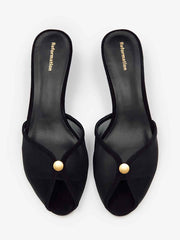 Reformation Wisdom Peep Toe Mule - Black Mesh